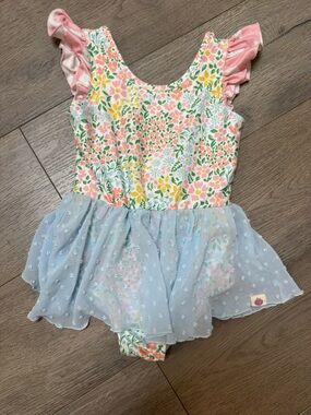 cheeky plum Floral Ruffle Tulle Swimsuit - Pink, Blue, Yellow